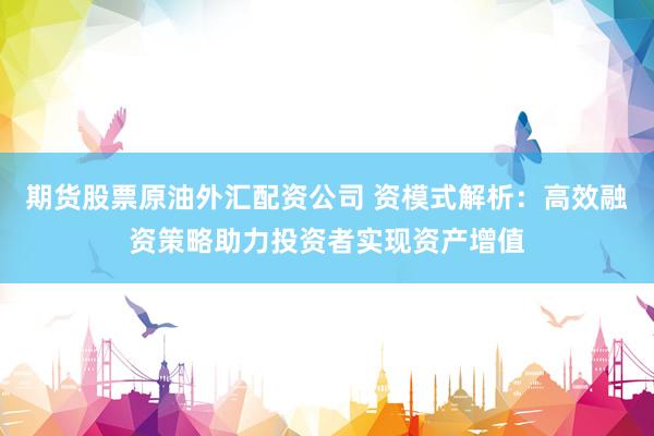 期货股票原油外汇配资公司 资模式解析：高效融资策略助力投资者实现资产增值
