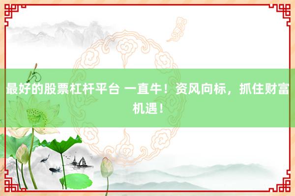 最好的股票杠杆平台 一直牛！资风向标，抓住财富机遇！