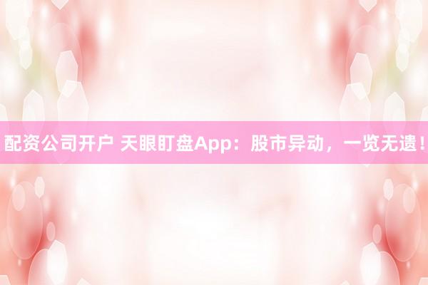 配资公司开户 天眼盯盘App：股市异动，一览无遗！