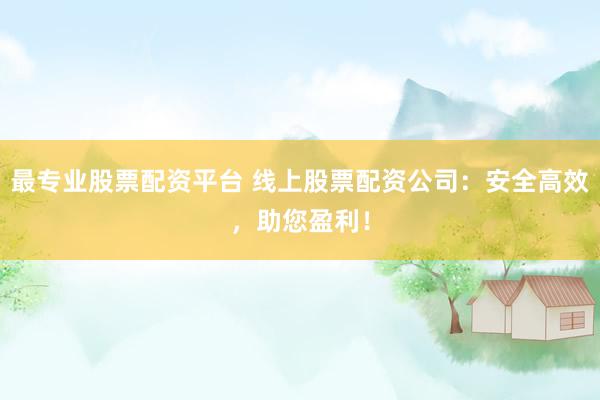 最专业股票配资平台 线上股票配资公司：安全高效，助您盈利！