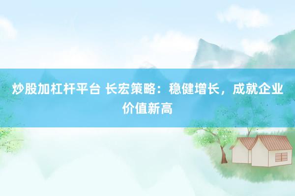 炒股加杠杆平台 长宏策略：稳健增长，成就企业价值新高