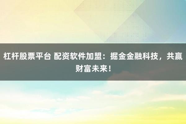 杠杆股票平台 配资软件加盟：掘金金融科技，共赢财富未来！