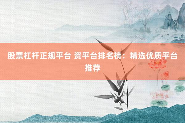 股票杠杆正规平台 资平台排名榜：精选优质平台推荐
