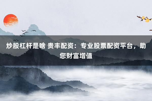 炒股杠杆是啥 贵丰配资：专业股票配资平台，助您财富增值