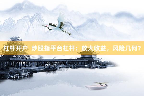 杠杆开户  炒股指平台杠杆：放大收益，风险几何？