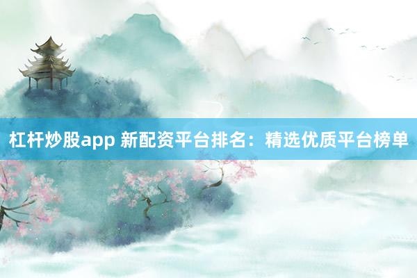 杠杆炒股app 新配资平台排名：精选优质平台榜单