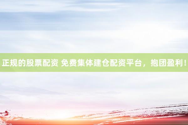 正规的股票配资 免费集体建仓配资平台，抱团盈利！