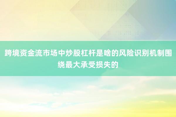 跨境资金流市场中炒股杠杆是啥的风险识别机制围绕最大承受损失的