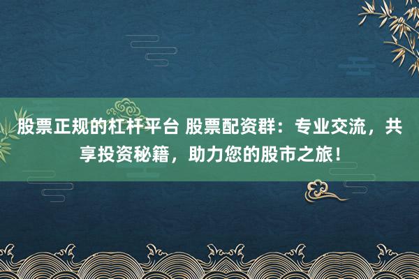 股票正规的杠杆平台 股票配资群：专业交流，共享投资秘籍，助力您的股市之旅！