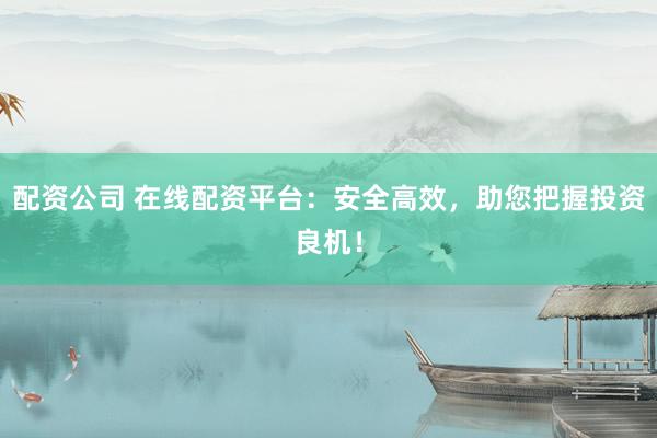 配资公司 在线配资平台：安全高效，助您把握投资良机！