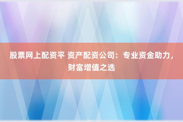 股票网上配资平 资产配资公司:专业资金助力,财富增值之选