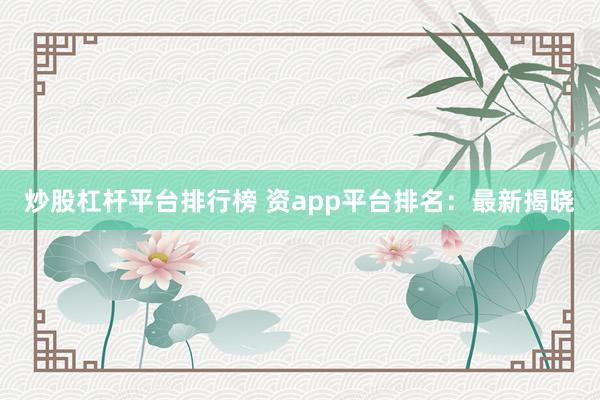 炒股杠杆平台排行榜 资app平台排名：最新揭晓